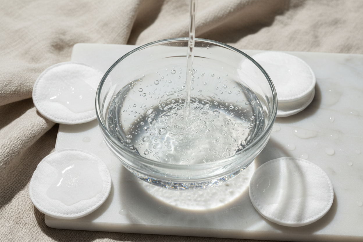 editorial texture photo, micellar cleansing water, no packaging or branding