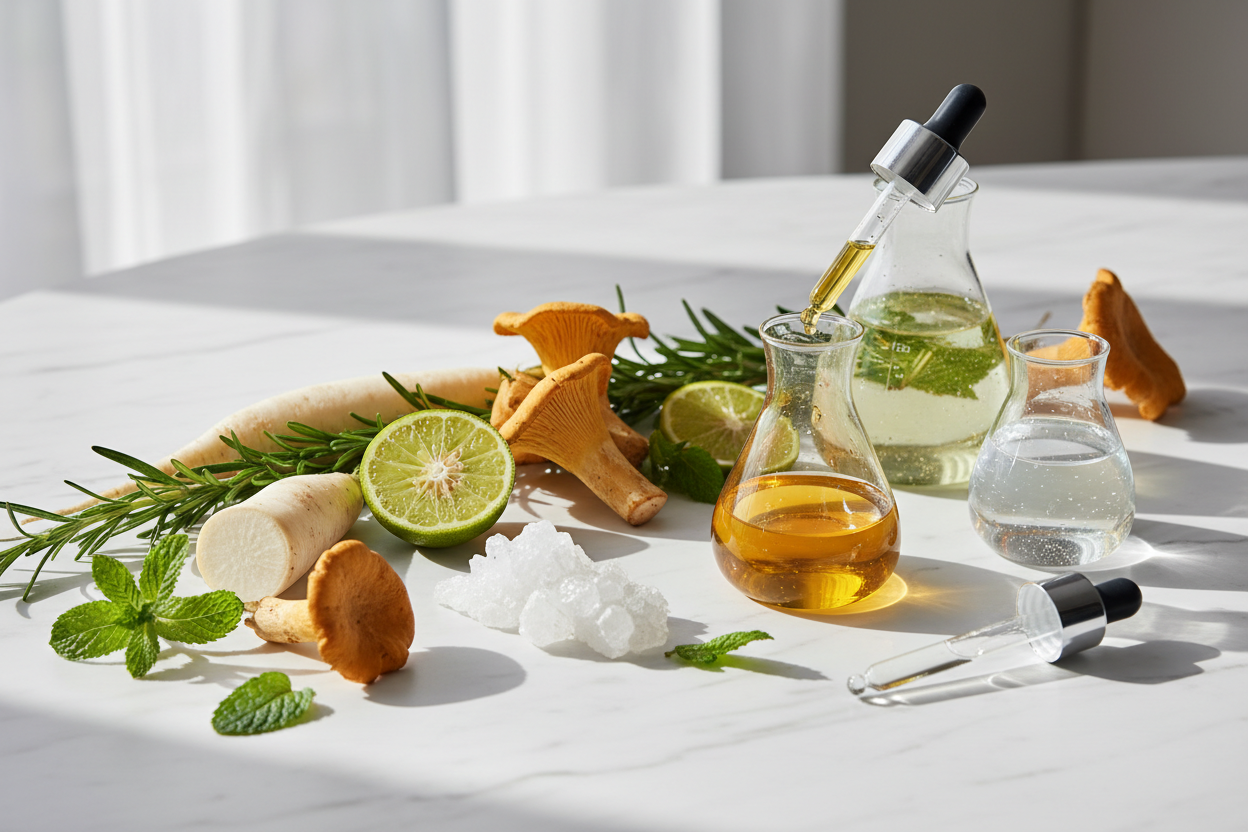 editorial photo, Rosemary Oil, Keratin, Caffeine, Sodium PCA (Active ingredients), Coco-Sulfate, Cantharellus Cibarius (Chanterelle), Glycerin➁, Citric Acid, Leuconostoc/Radish Root, Rosmarinus Officinalis Leaf, Mentha Piperita Oil,  Limonene, Citrus Aurantium Bergamia Peel, Pinene