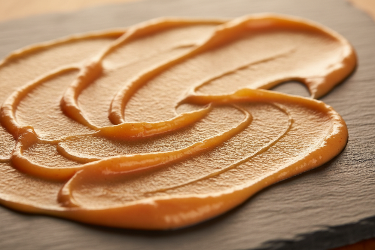 editorial texture photo, thin orange cream, no product packaging