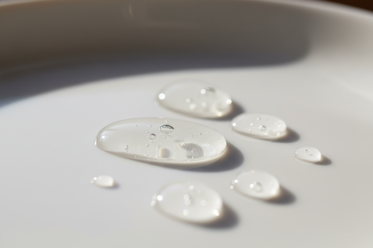 editorial texture shot of clear face serum