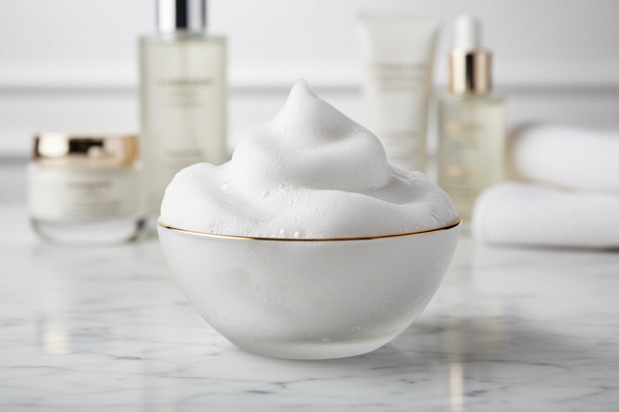 luxury face soap lather, editorial photo 